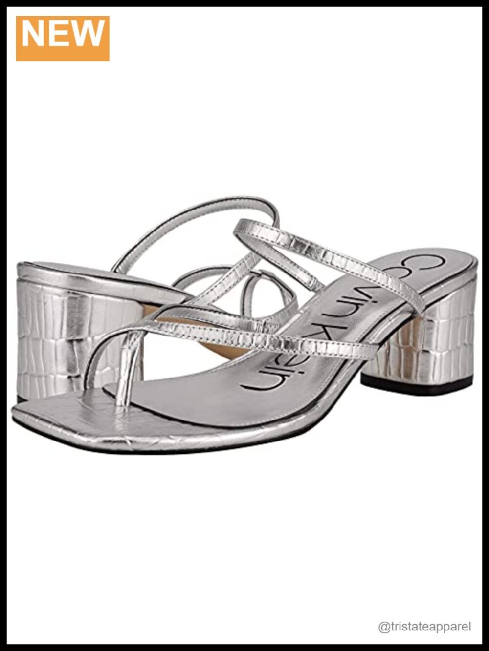 Becca Croco Print Leather Slide Sandal Kitten Heel Square Toe